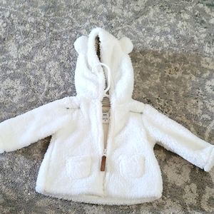 Carter's White fuzzy zip up jacket